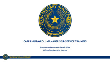 CAPPS HR/PAYROLL MANAGER SELF-SERVICE TRAINING - Texas