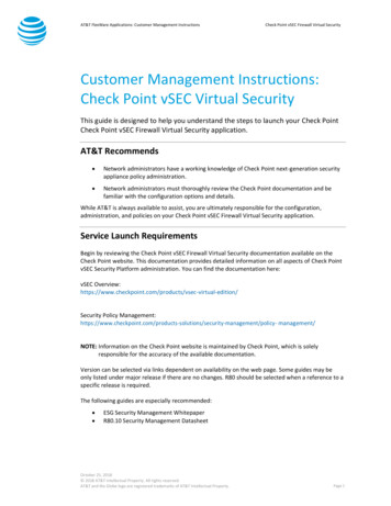 Customer Management Instructions: Check Point VSEC Virtual Security - AT&T