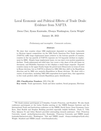 Local Economic And Political E Ects Of Trade Deals .