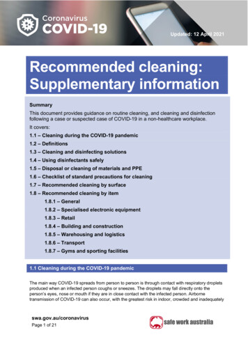 Recommended Cleaning: Supplementary Information