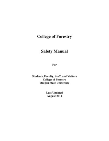 College Of Forestry Safety Manual