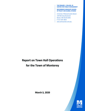 Report On Town Hall Operations For The Town Of Monterey