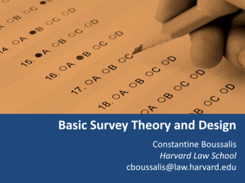 Basic Survey Theory And Design - Harvard University