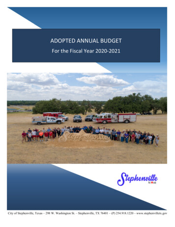 ADOPTED ANNUAL BUDGET - Stephenville, Texas