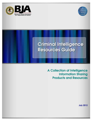 Criminal Intelligence Resources Guide - Bureau Of Justice Assistance