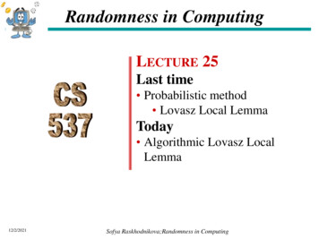 CS 537 Randomness In Computing - Boston University