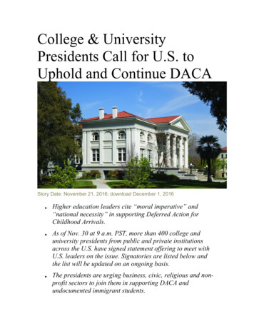 Uphold And Continue DACA Presidents Call For U.S. To . - Boston College