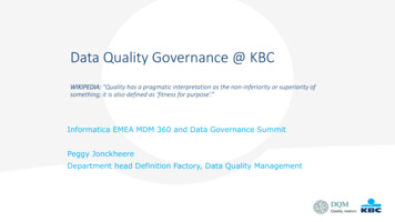 Data Quality Management@KBC - Informatica