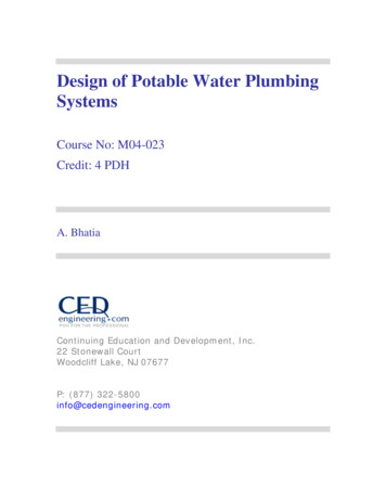 Design Of Potable Water Plumbing Systems - CED Engineering