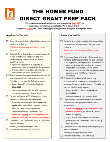 THE HOMER FUND DIRECT GRANT PREP PACK