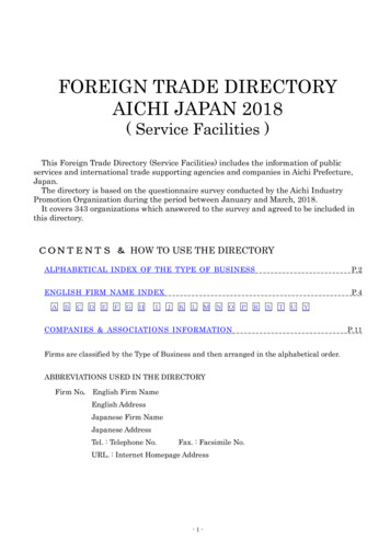 FOREIGN TRADE DIRECTORY AICHI JAPAN 2018 - Aibsc.jp