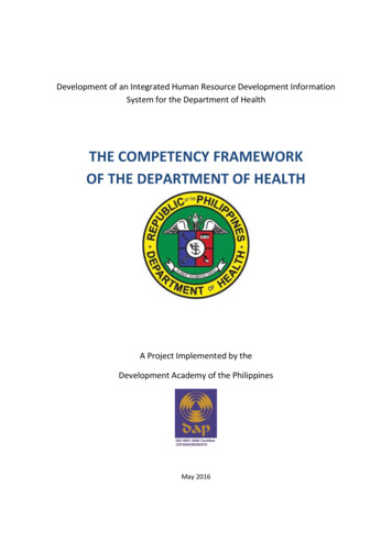 THE COMPETENCY FRAMEWORK OF THE DEPARTMENT OF 