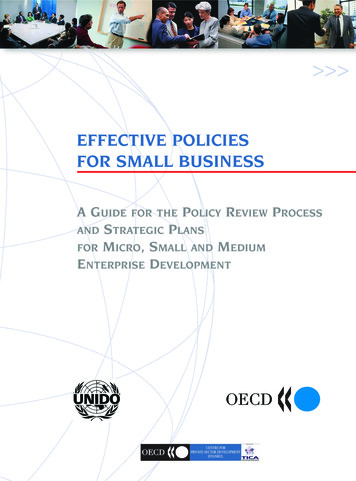 Effective Policies For Small Business - Unido
