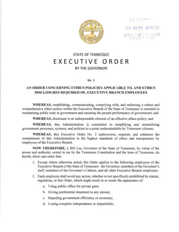 STATE OF TENNESSEE EXECUTIVE ORDER