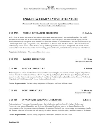 ENGLISH & COMPARATIVE LITERATURE