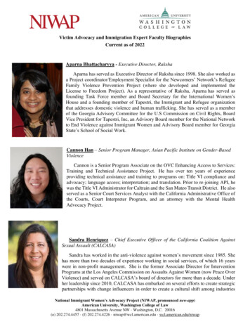 Victim Advocacy And Immigration Expert Faculty Biographies Current As .