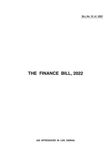 THE FINANCE BILL, 2022