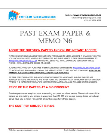 PAST EXAM PAPER & MEMO N6 - Engineering N1-N6 Past 
