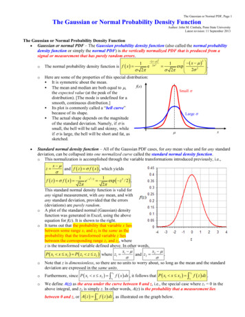 The Gaussian Or Normal PDF, Page 1 The Gaussian Or Normal .