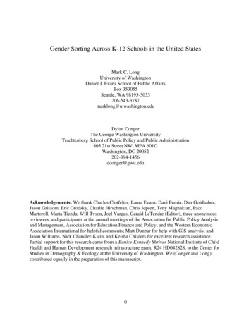 Gender Sorting Across K-12 Schools In The United States