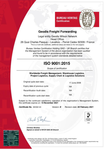 ISO 9001:2015 - GEODIS