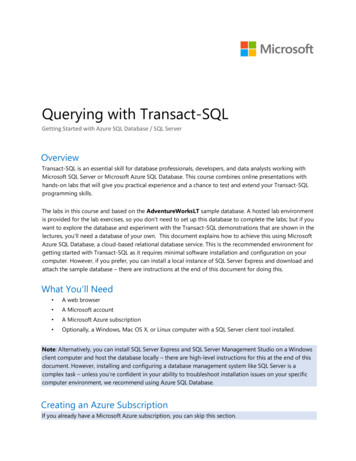 Querying With Transact-SQL - GitHub