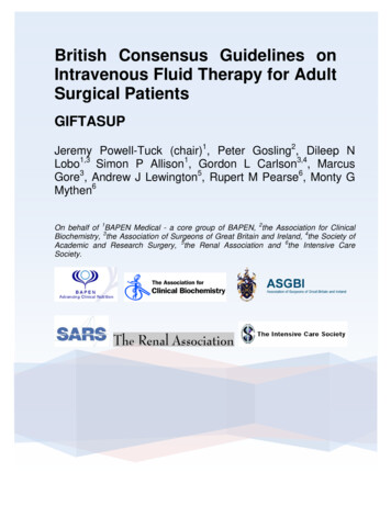 Guidelines On Intravenous Fluid Therapy For Surgical Patients . - BAPEN