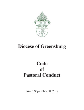 Diocese Of Greensburg Code Of Pastoral Conduct - VIRTUS Online