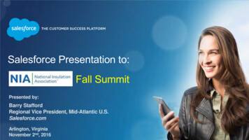 Salesforce Presentation To: Fall Summit - NIA