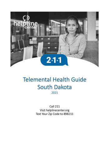 ABOUT THE TELEMENTAL HEALTH GUIDE - Helpline Center