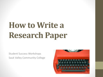 How To Write A Research Paper - Sauk Valley 