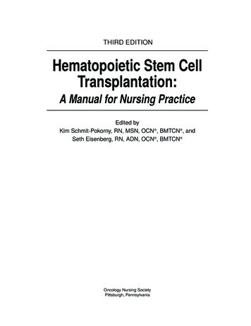 THIRD EDITION Hematopoietic Stem Cell Transplantation