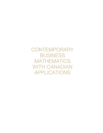 Contemporary Business Mathematics With Canadian 