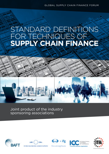 Standard Definitions For Techniques Of Supply Chain Finance