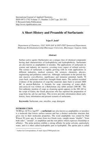 A Short History And Preamble Of Surfactants