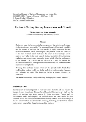 Factors Affecting Startup Innovations And Growth