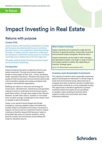 Impact Investing In Real Estate - Schroders