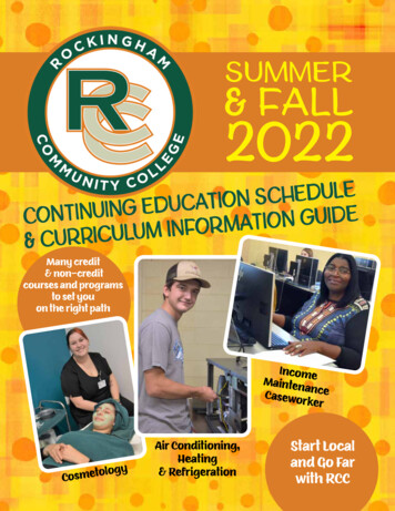 Summer & Fall 2022 Information Guide - Rockinghamcc.edu