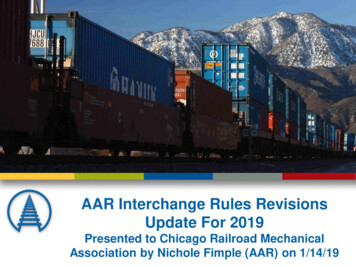 AAR Interchange Rules Revisions Update For 2019