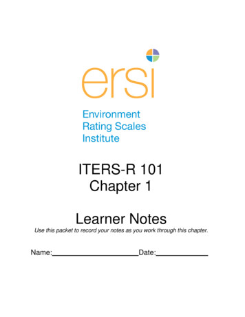 ITERS-R 101 Chapter 1 Learner Notes
