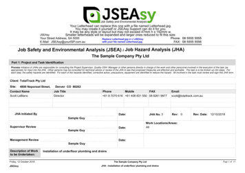 Job Hazard Analysis (JHA) Example By JSEAsy