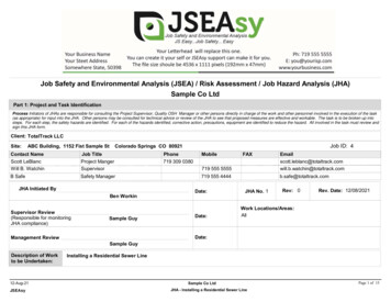 Job Safety And Environmental Analysis (JSEA) / Risk .