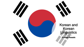 Korean And Korean Linguistics - University Of Florida