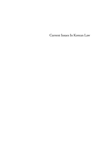 Current Issues In Korean Law