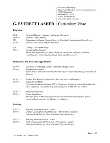 G. EVERETT LASHER Curriculum Vitae