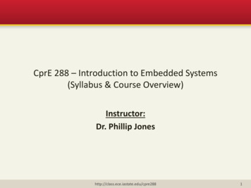CprE 288 Introduction To Embedded Systems (Syllabus .