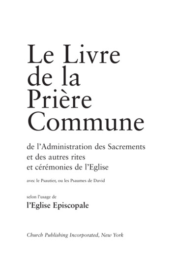 Le Livre De La Prière Commune - Episcopal Church