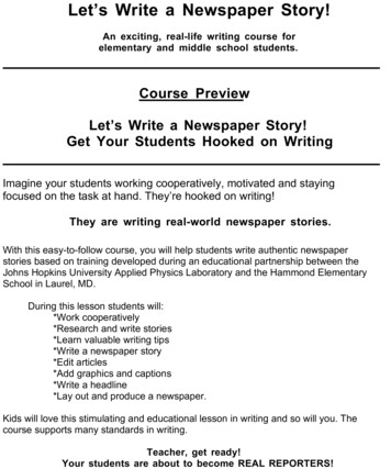 Let's Write A Newspaper Story