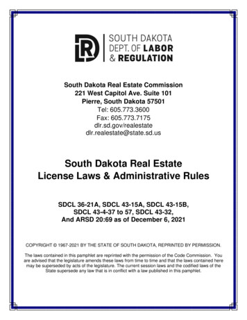 South Dakota Real Estate License Laws & Administrative Rules