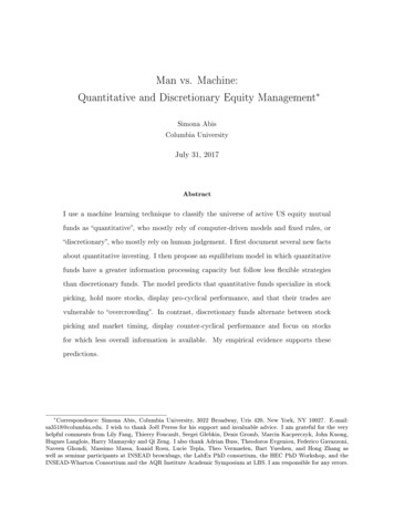 Man Vs. Machine: Quantitative And Discretionary Equity .